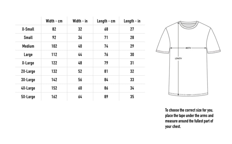 Size chart for Fangtasy Tee - Black