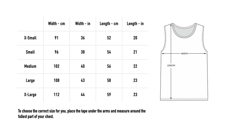 Size chart for Dont Work With Bambie Thug Vest - Black